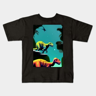 ABSTRACT ORANGE AND GREEN DINOSAUR Kids T-Shirt